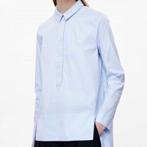 COS Women's Blue Collared Blouse Shirt Button Up - Sz 4